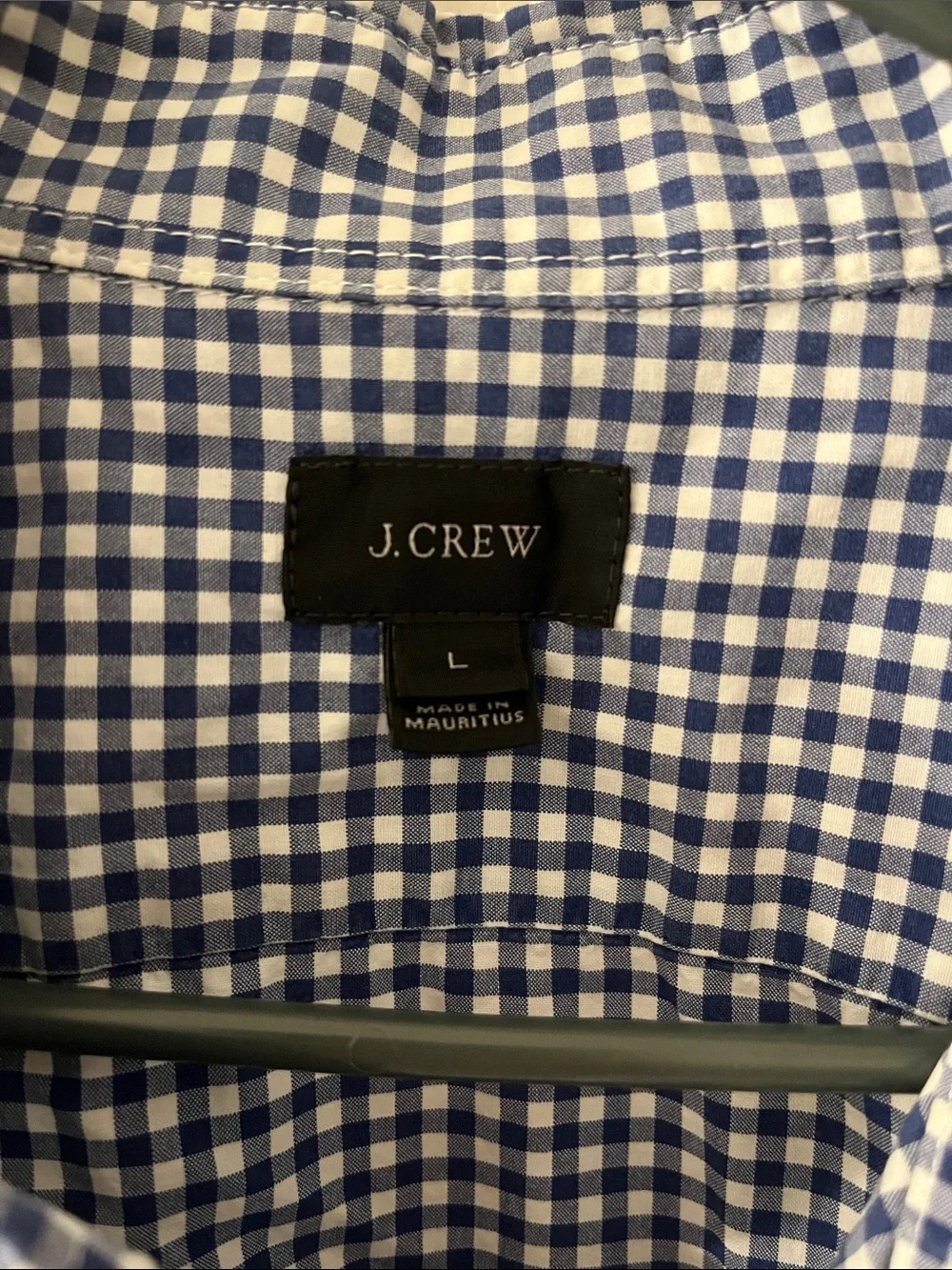 J. Crew Navy and White Gingham Short-Sleeve Button-Down Shirt